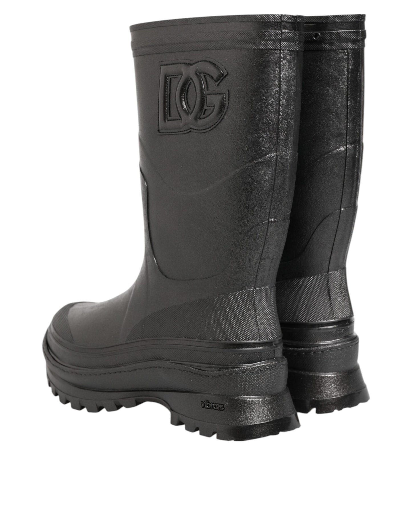 Dolce & Gabbana Metallic Black Pull On Rain Boots Men Shoes
