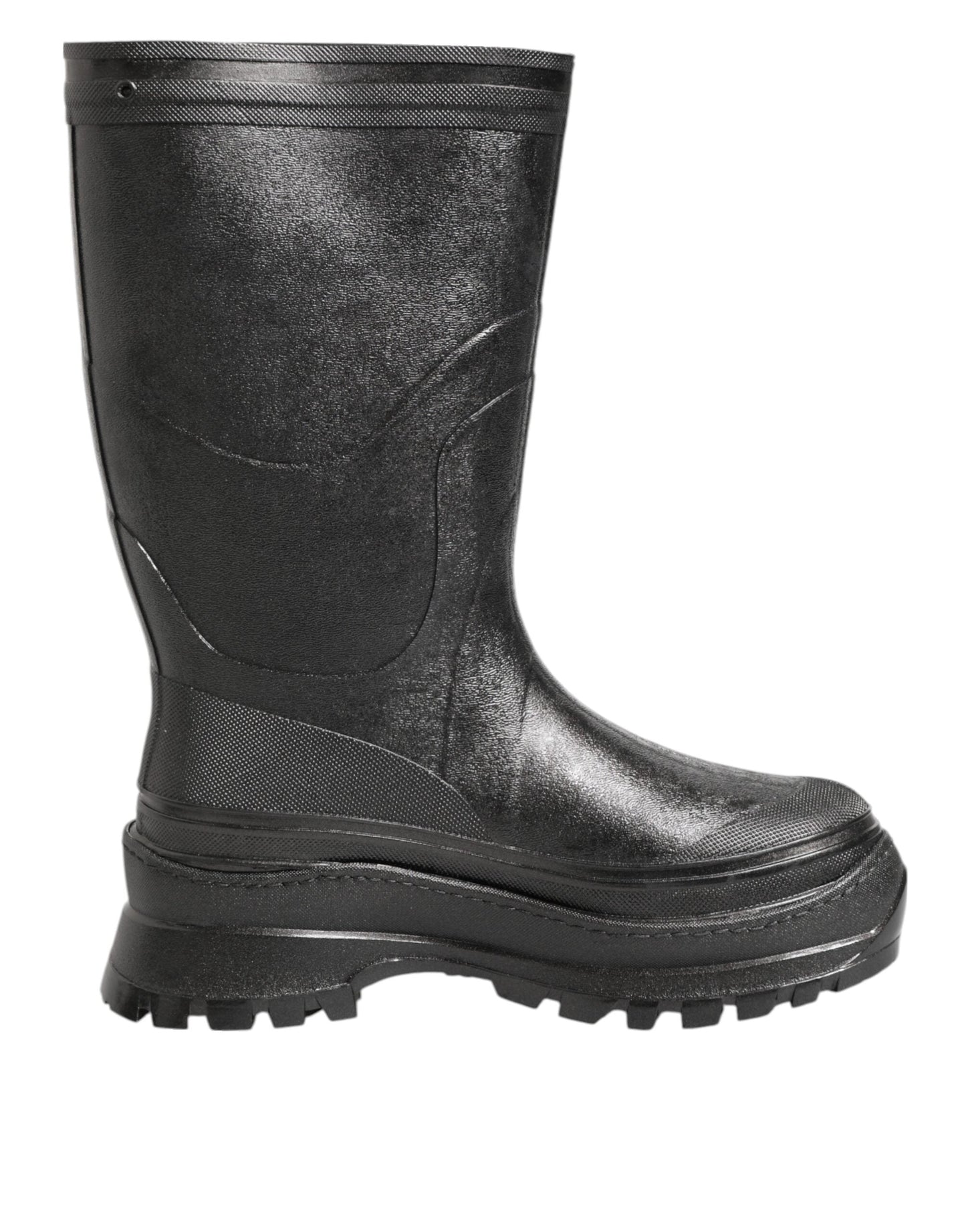 Dolce & Gabbana Metallic Black Pull On Rain Boots Men Shoes