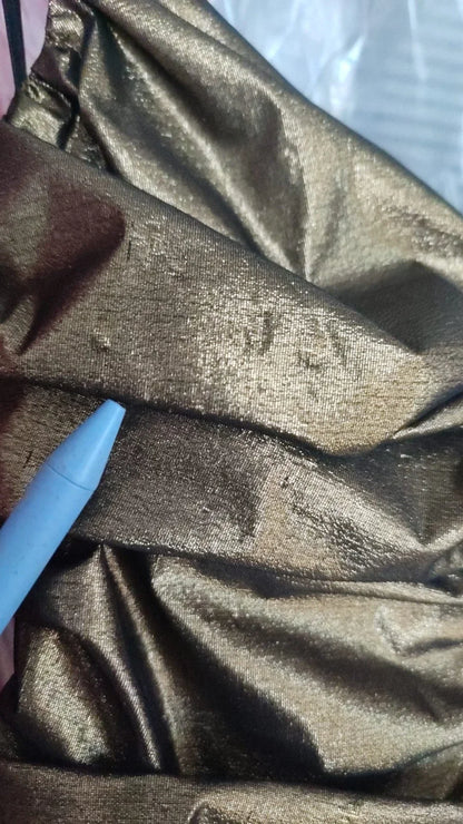 Dolce & Gabbana Gold Metallic Stretch Bodycon Ruched Dress