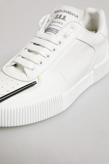Dolce & Gabbana White Miami Leather Low Top Sneakers Shoes