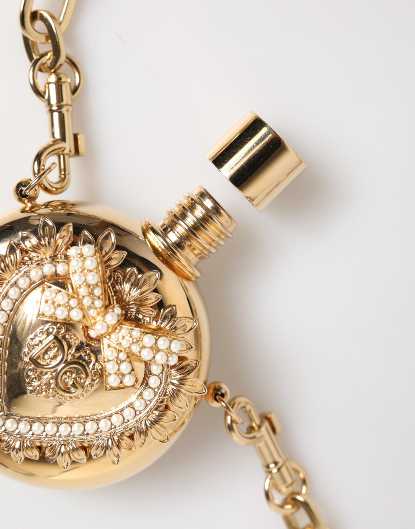 Dolce & Gabbana Gold Brass Rhinestone Devotion Charm Pendant Necklace