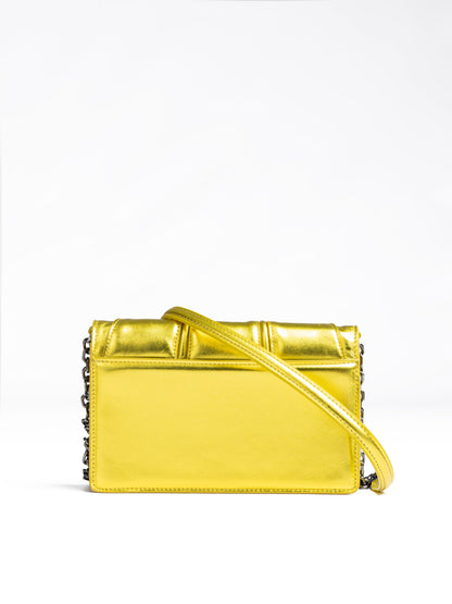Ferrari Metal Yellow GT patent leather bag with chain