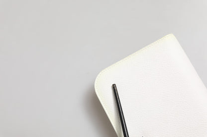 Dolce & Gabbana White Leather Logo Plaque Zip Around Continental Wallet