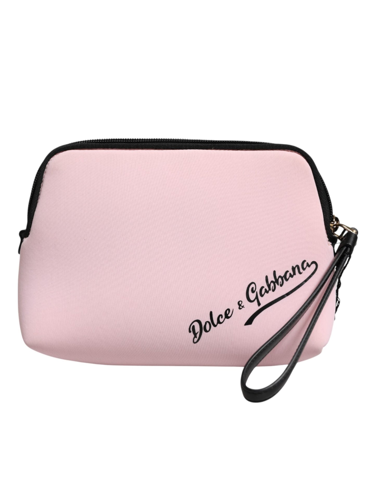 Dolce & Gabbana Pink Solid Nylon DG Logo Print Clutch Zip Borse Pouch Bag
