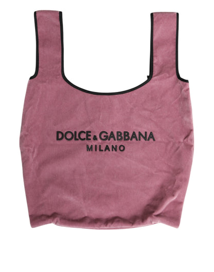 Dolce & Gabbana Pink Cotton Velvet DG MILANO Shoulder Shopping Borse Bag