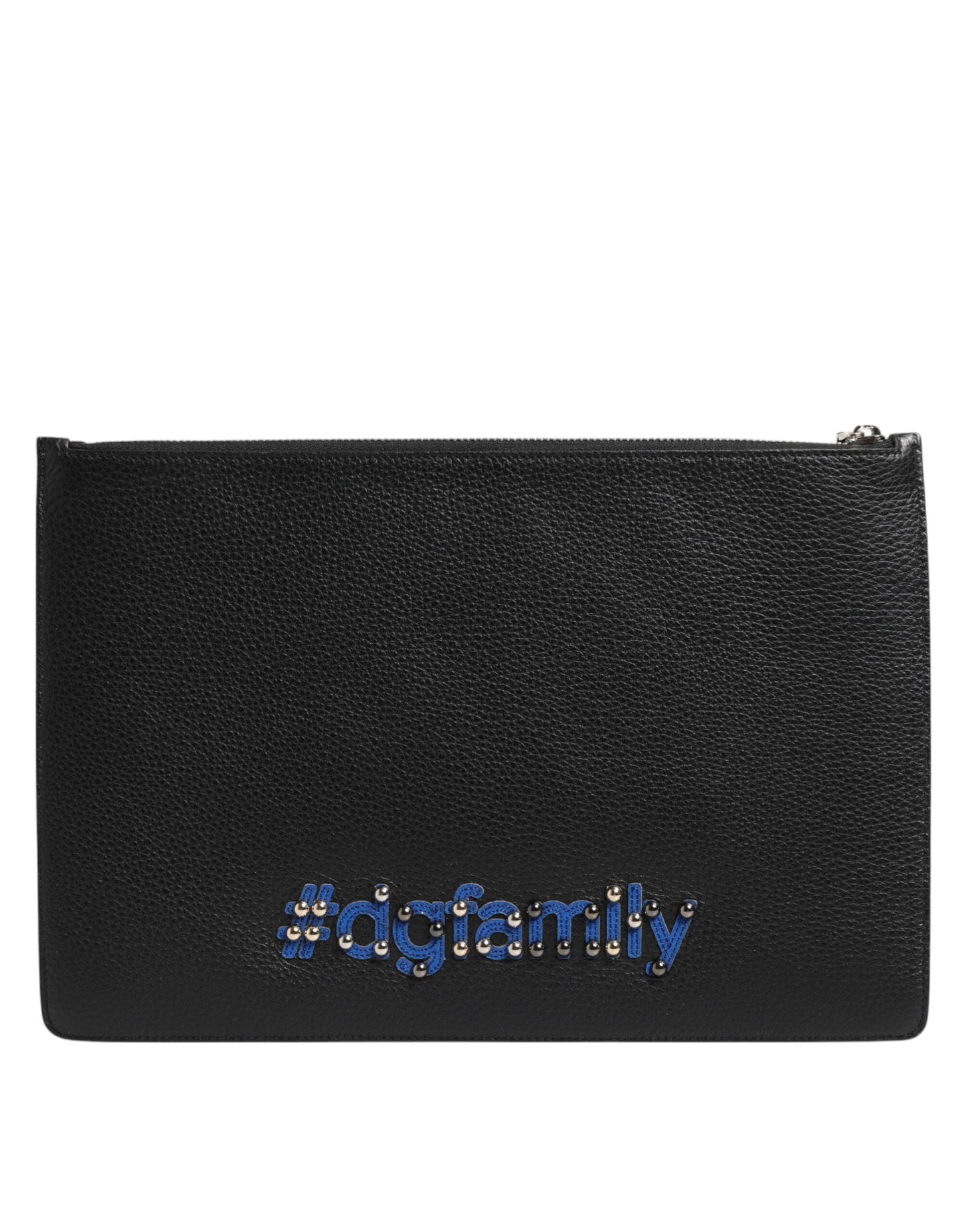 Dolce & Gabbana Black Leather #DGFAMILY Embellished Men Clutch Pouch Bag