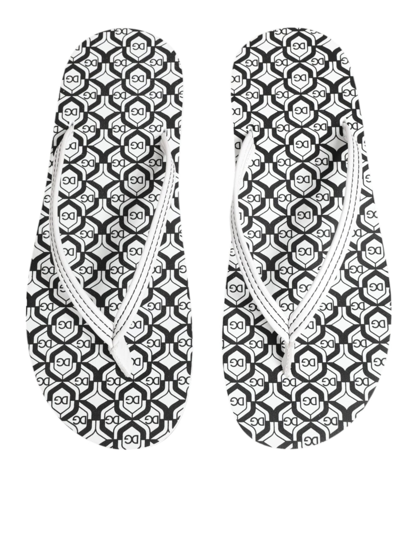 Dolce & Gabbana Black White Logo Beachwear Flats Slipper Shoes
