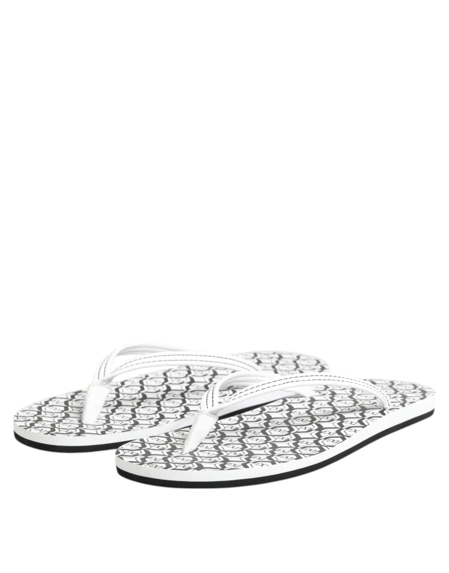 Dolce & Gabbana Black White Logo Beachwear Flats Slipper Shoes