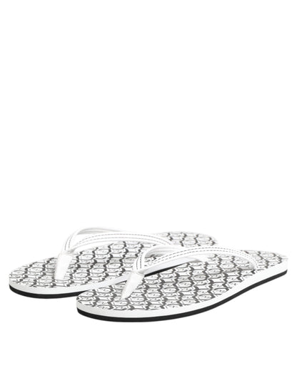 Dolce & Gabbana Black White Logo Beachwear Flats Slipper Shoes