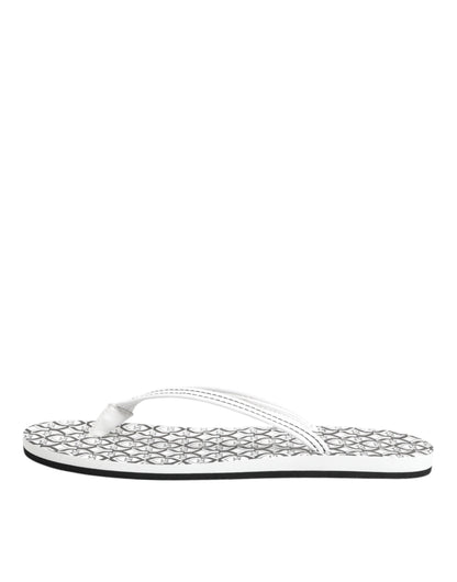 Dolce & Gabbana Black White Logo Beachwear Flats Slipper Shoes