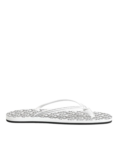 Dolce & Gabbana Black White Logo Beachwear Flats Slipper Shoes