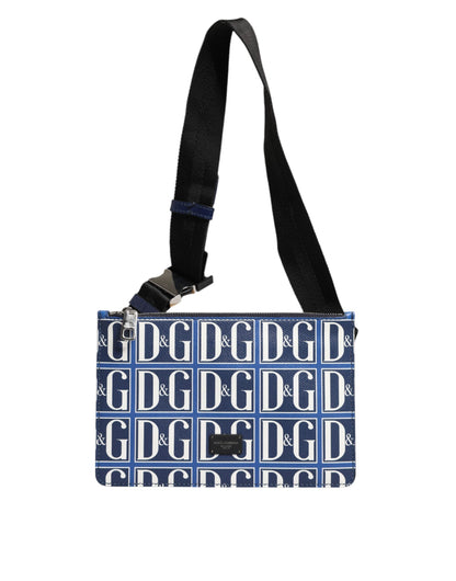 Dolce & Gabbana Blue White Leather D&G Logo Plaque Crossbody Borse Bag