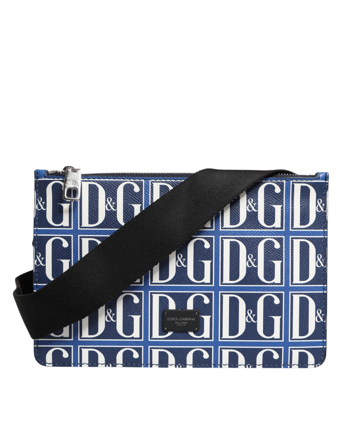 Dolce & Gabbana Blue White Leather D&G Logo Plaque Crossbody Borse Bag