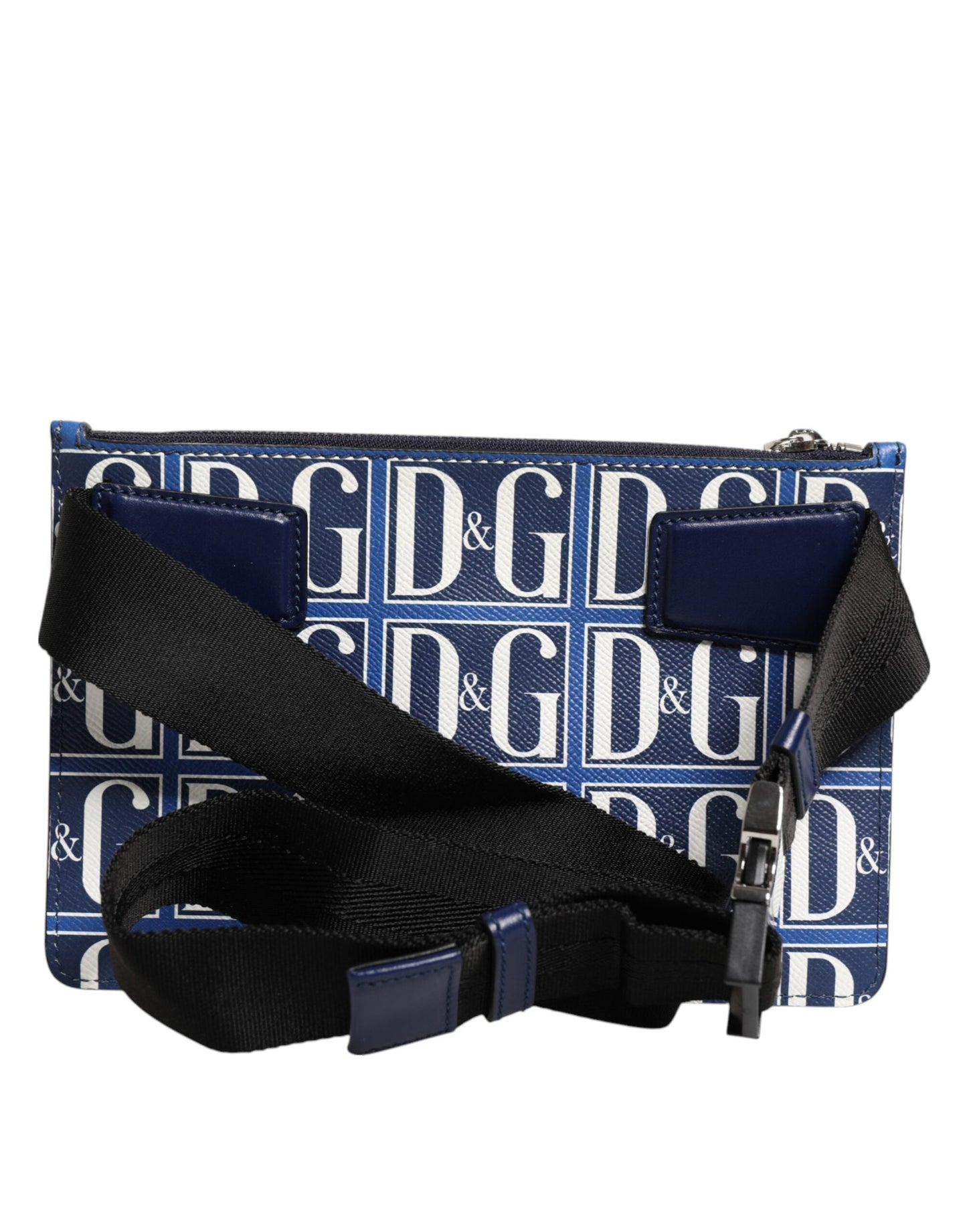 Dolce & Gabbana Blue White Leather D&G Logo Plaque Crossbody Borse Bag