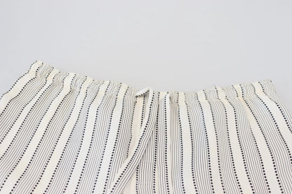 Dolce & Gabbana White Stripes Silk Lounge Trouser Pants