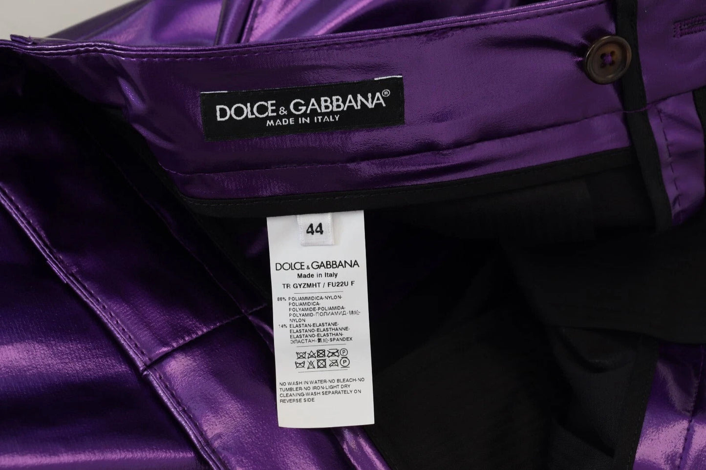 Dolce & Gabbana Purple Metallic Nylon Straight Trouser Pants
