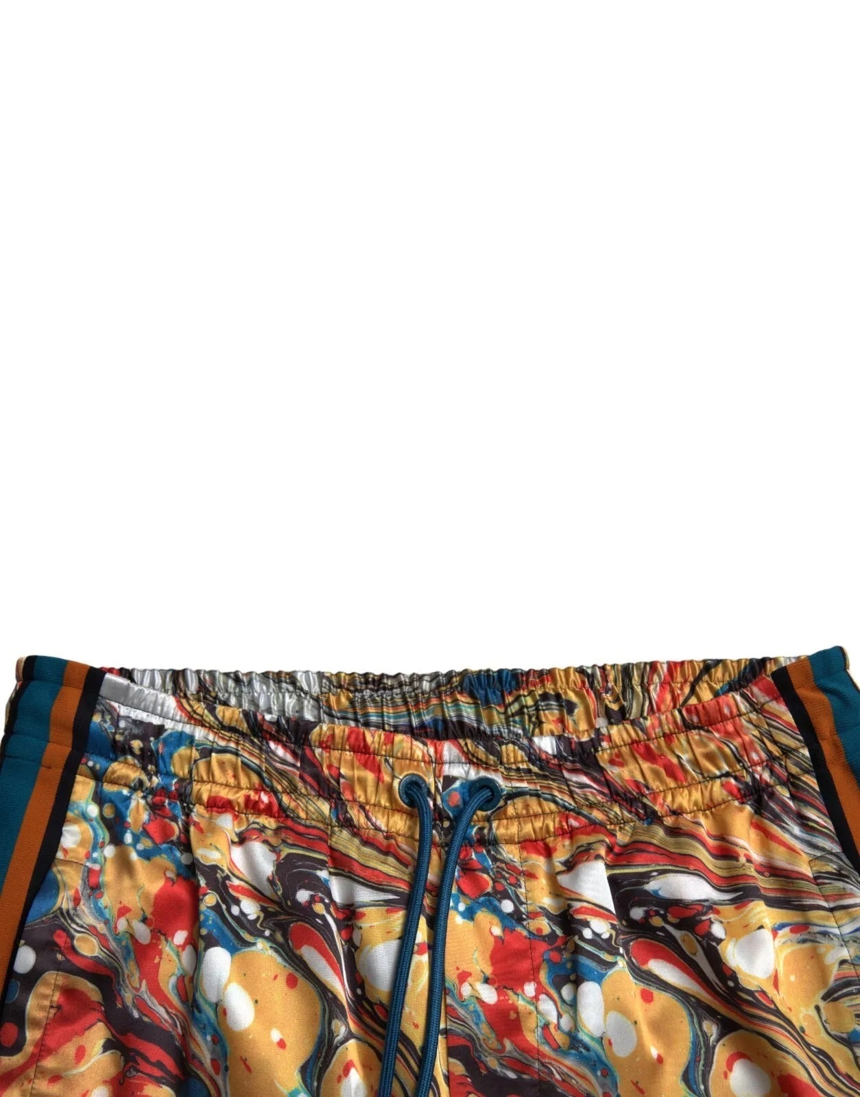 Dolce & Gabbana Multicolor Marble Print Satin Trouser Pants