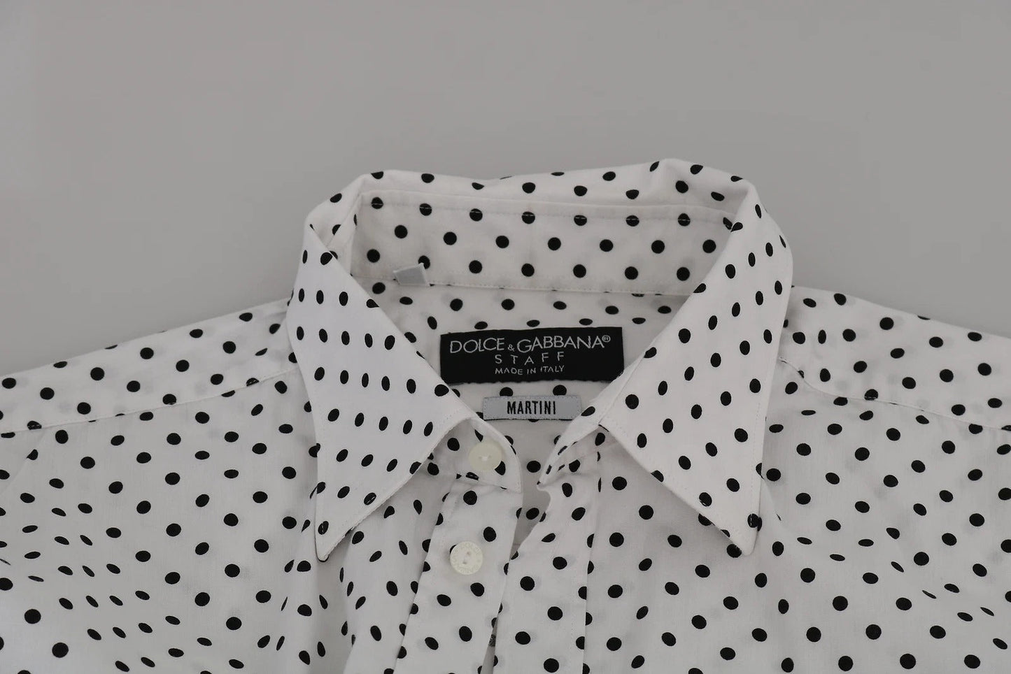 Dolce & Gabbana White Dotted Dress Formal MARTINI Shirt