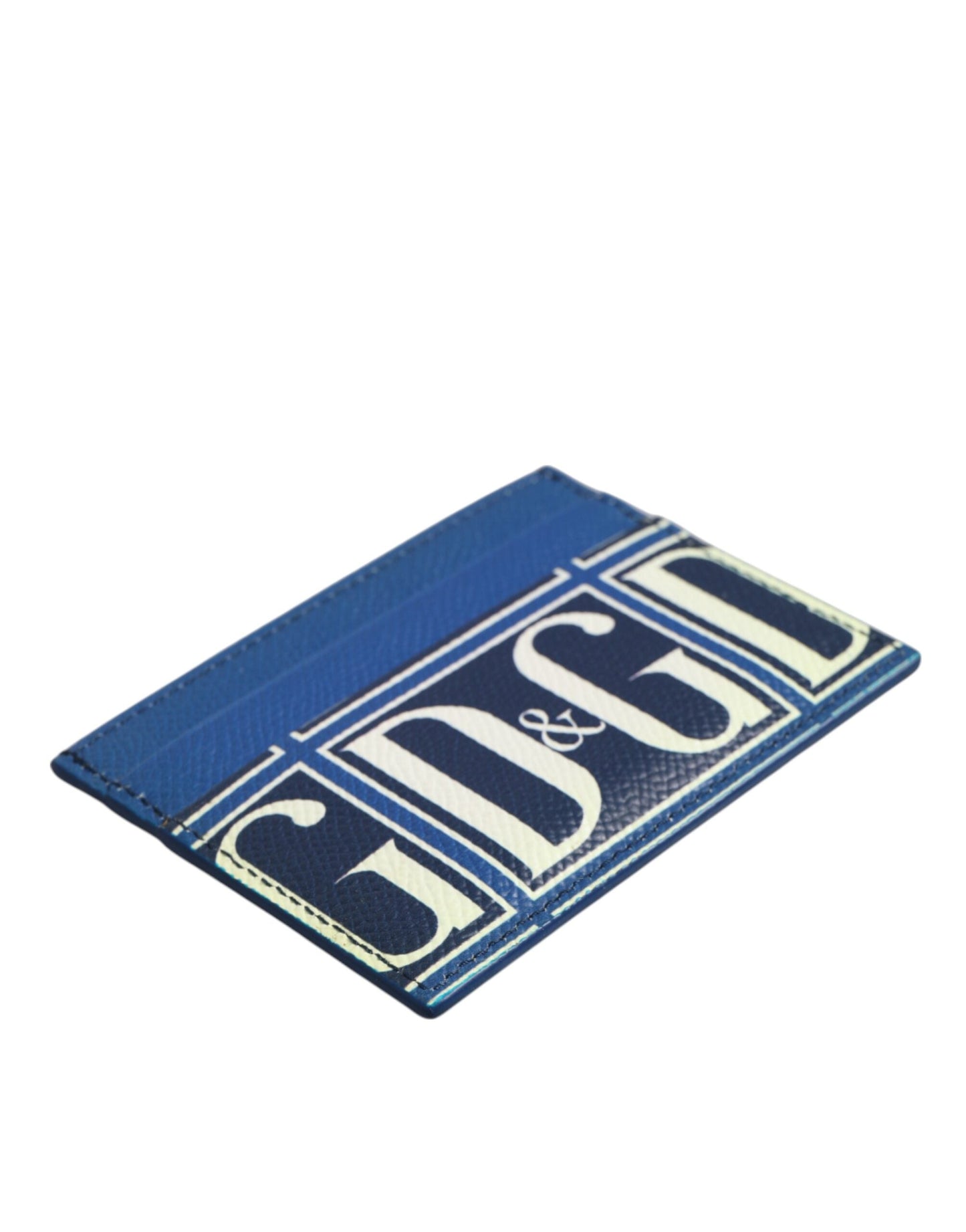 Dolce & Gabbana Blue Calf Leather DG Logo Print Monogram Card Holder Wallet