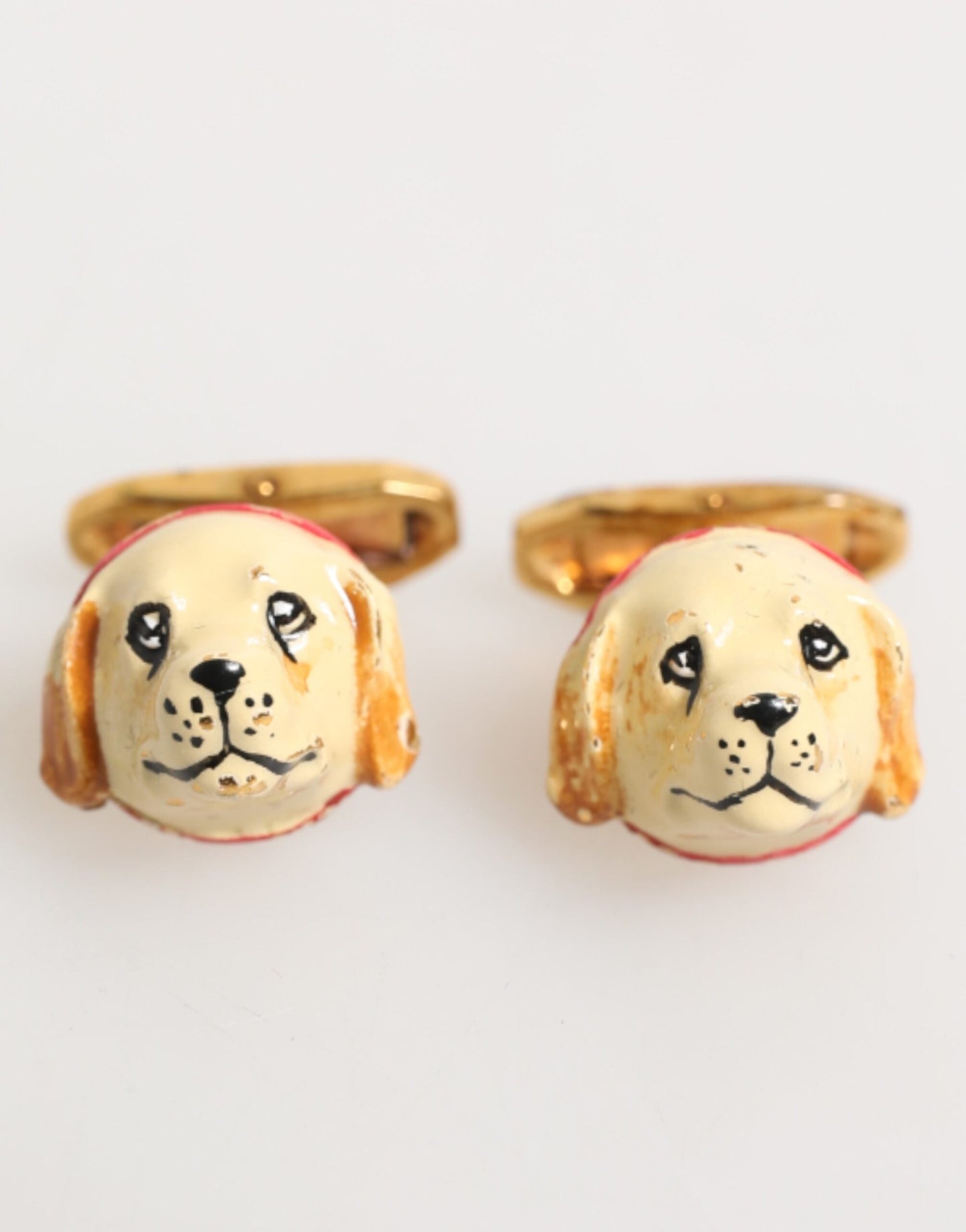 Dolce & Gabbana Brass Gold Tone Dog Puppy Men's Accessories Cufflink