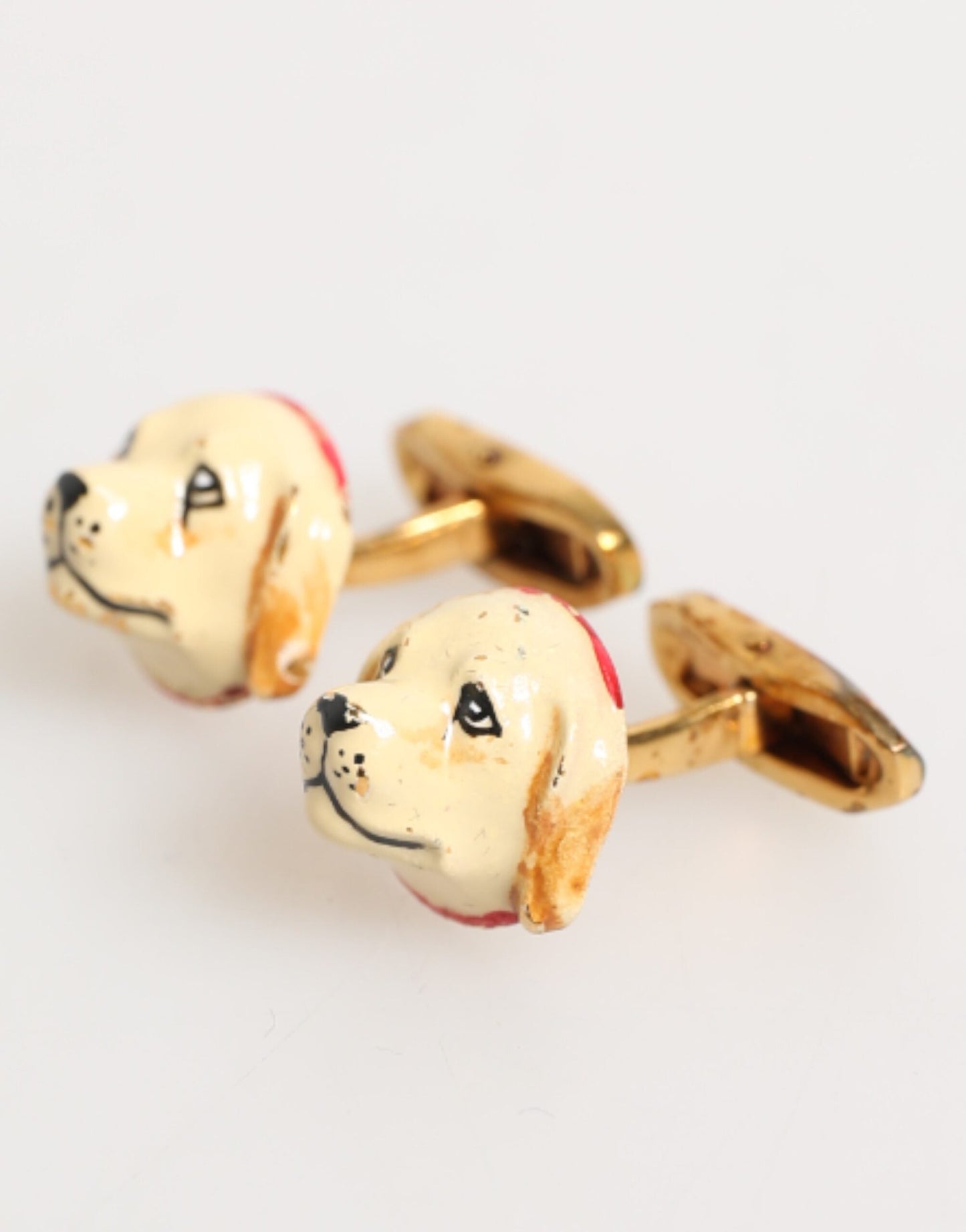 Dolce & Gabbana Brass Gold Tone Dog Puppy Men's Accessories Cufflink