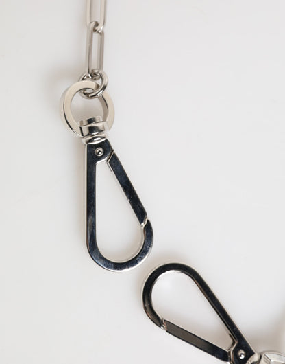 Dolce & Gabbana Silver Tone Metal Chain DG Logo Pendant Men Necklace