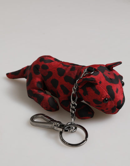 Dolce & Gabbana Red Black Polyester Animal Silhouette Keychain Keyring