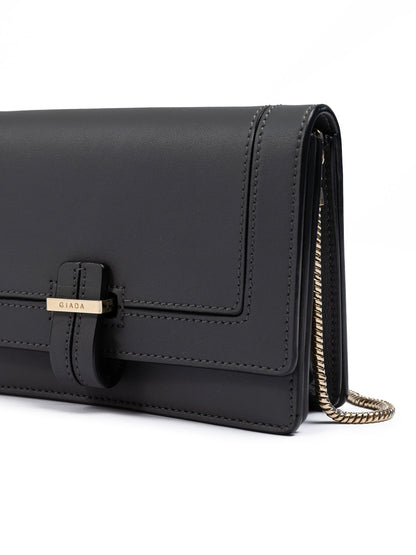 Giada Dark Grey Leather Clutch Bag
