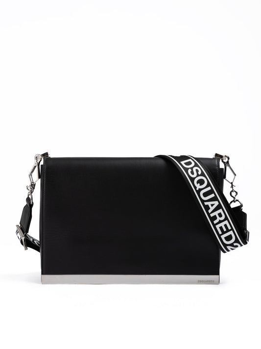 Dsquared² Black Leather Messenger Bag
