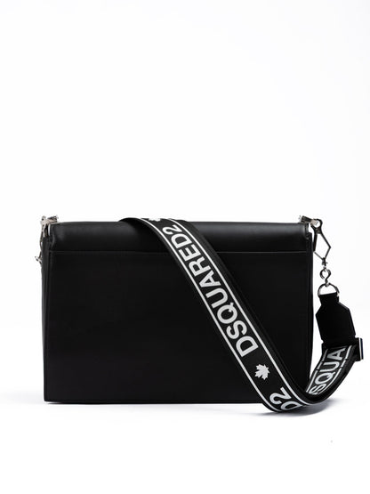 Dsquared² Black Leather Messenger Bag