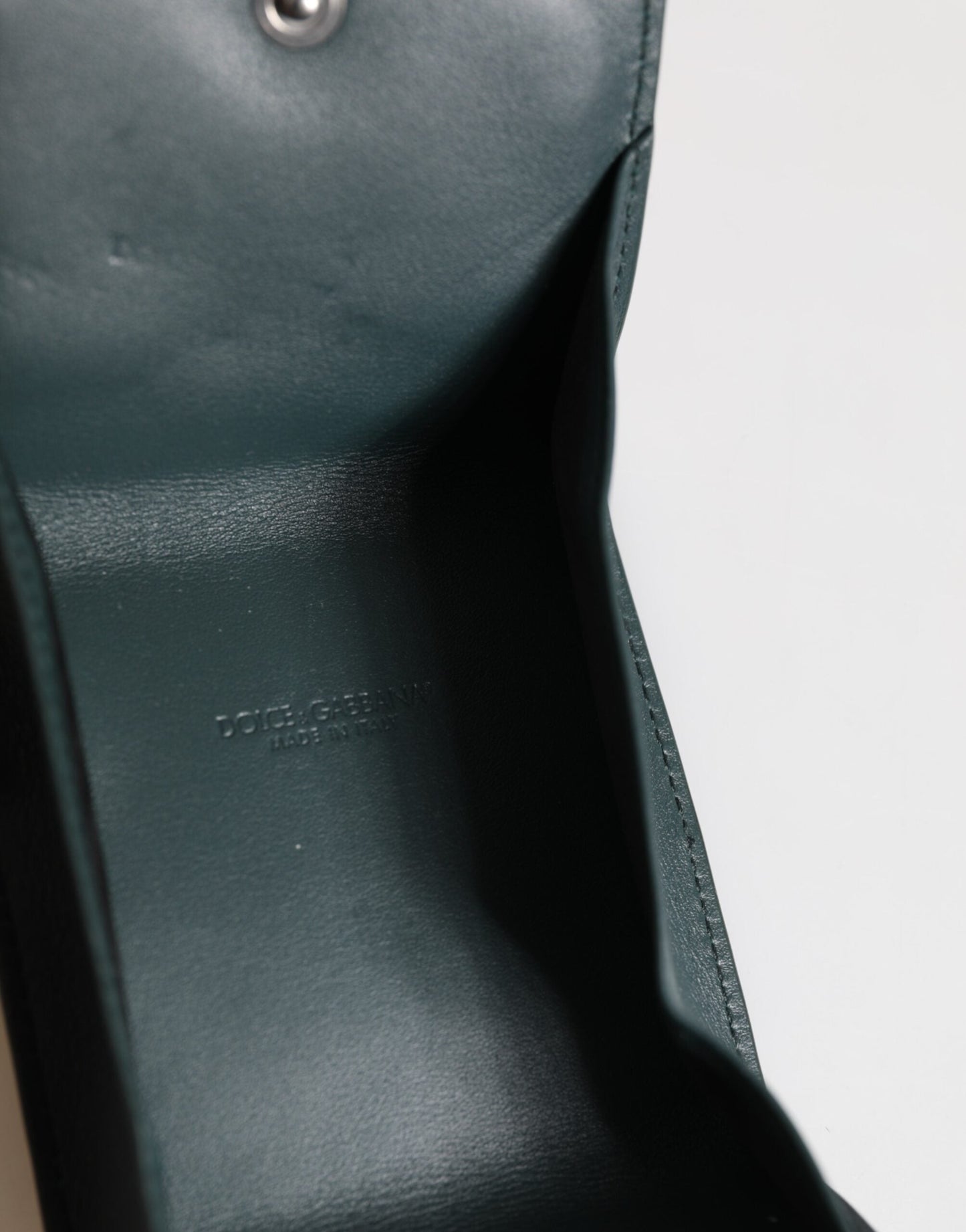 Dolce & Gabbana Dark Green Leather DG Logo Coin Purse Bag Charm Wallet