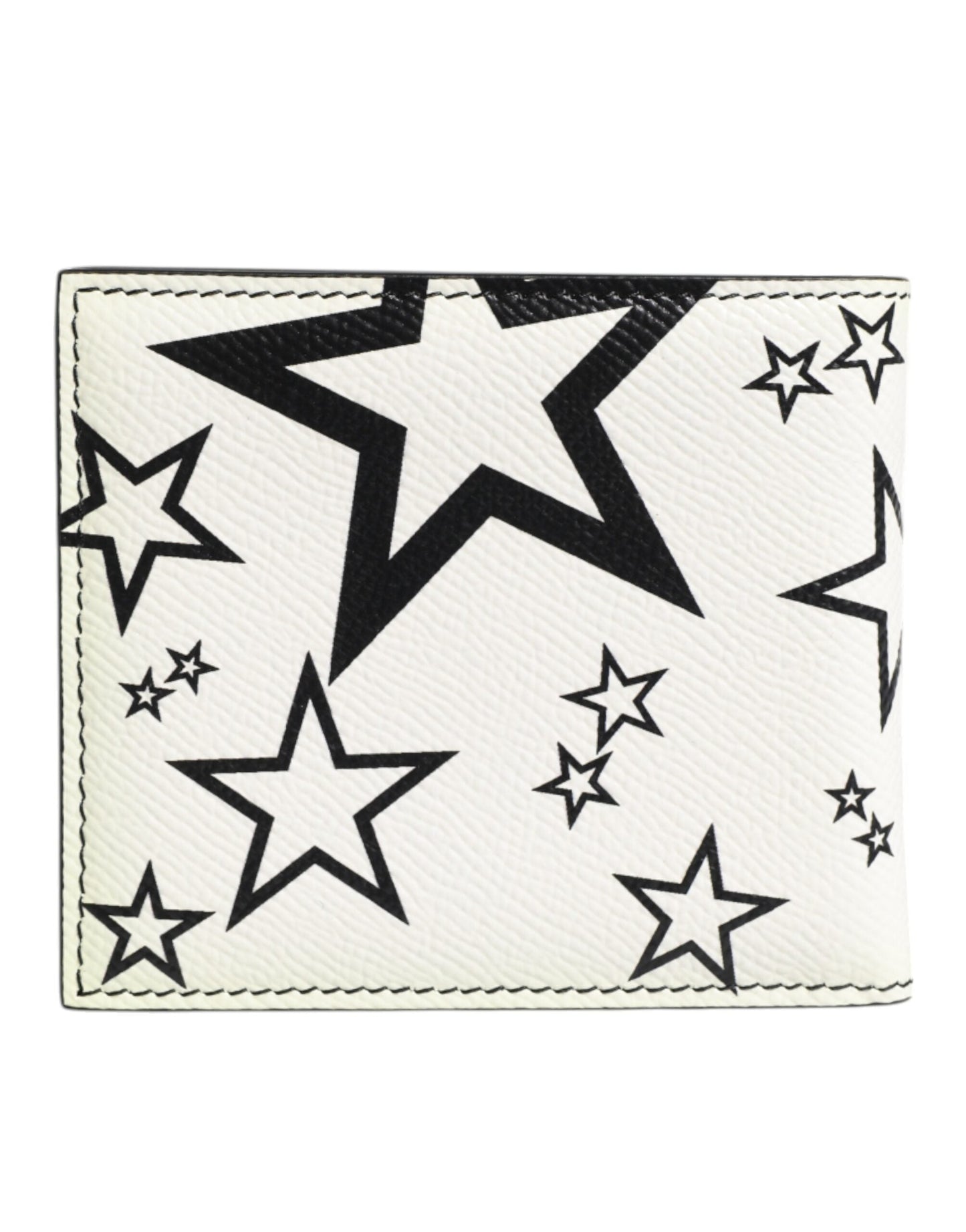 Dolce & Gabbana White Leather DG Star Logo Bifold Card Holder Wallet