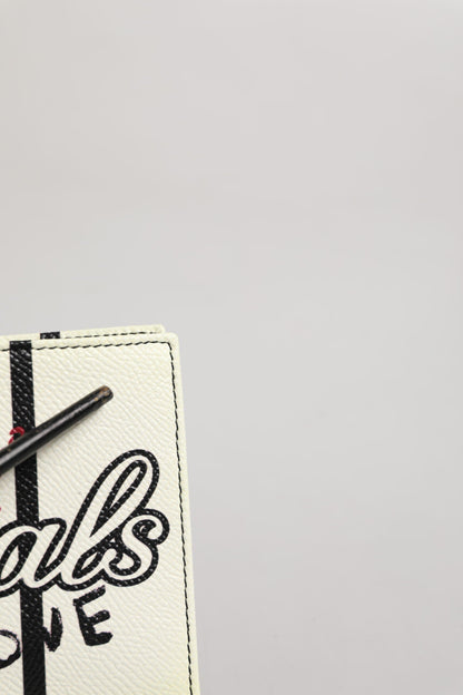 Dolce & Gabbana White Leather DG Crown Royals Bifold Card Holder Wallet