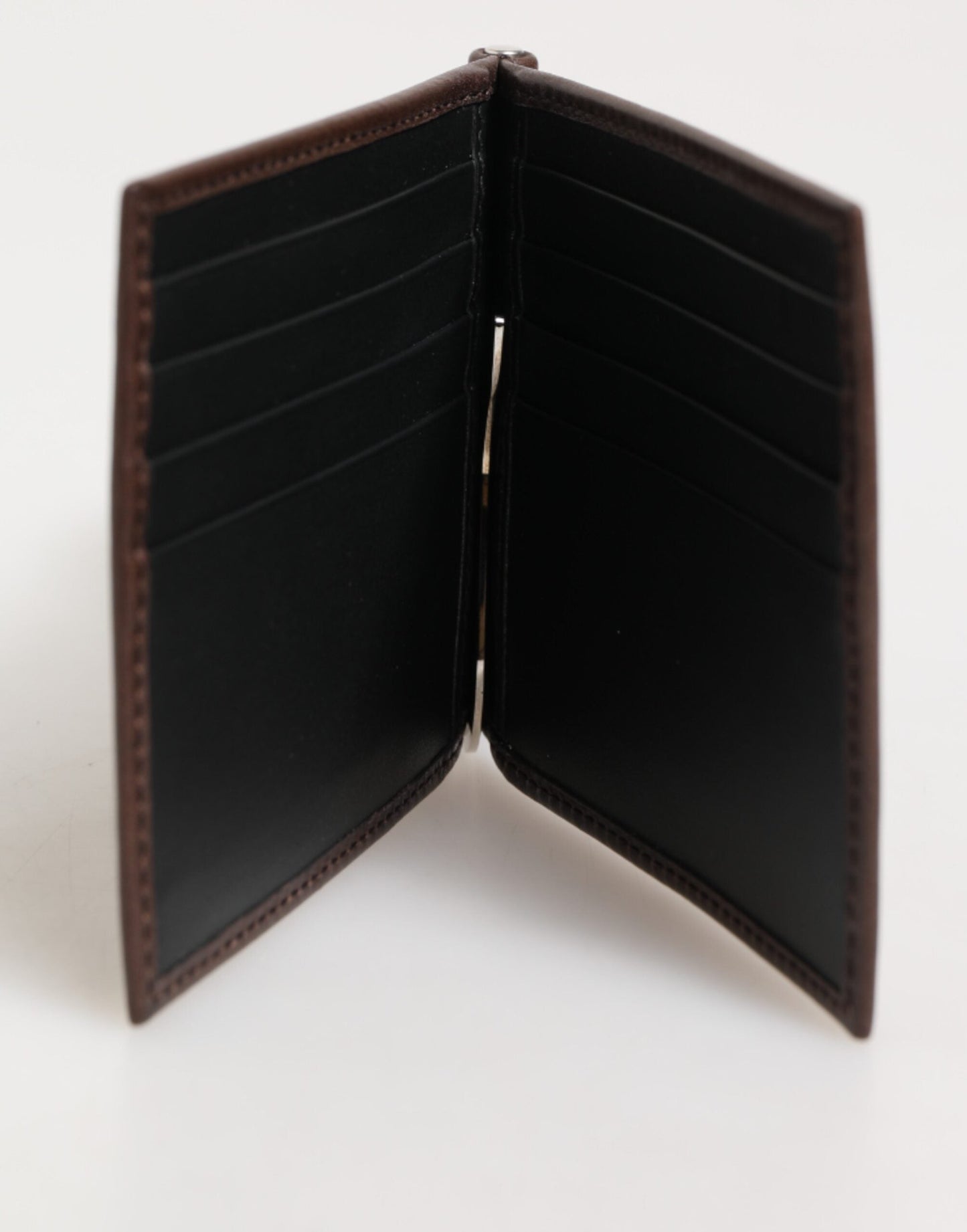 Dolce & Gabbana Brown Leather DG Logo Engrave Bifold Card Holder Wallet