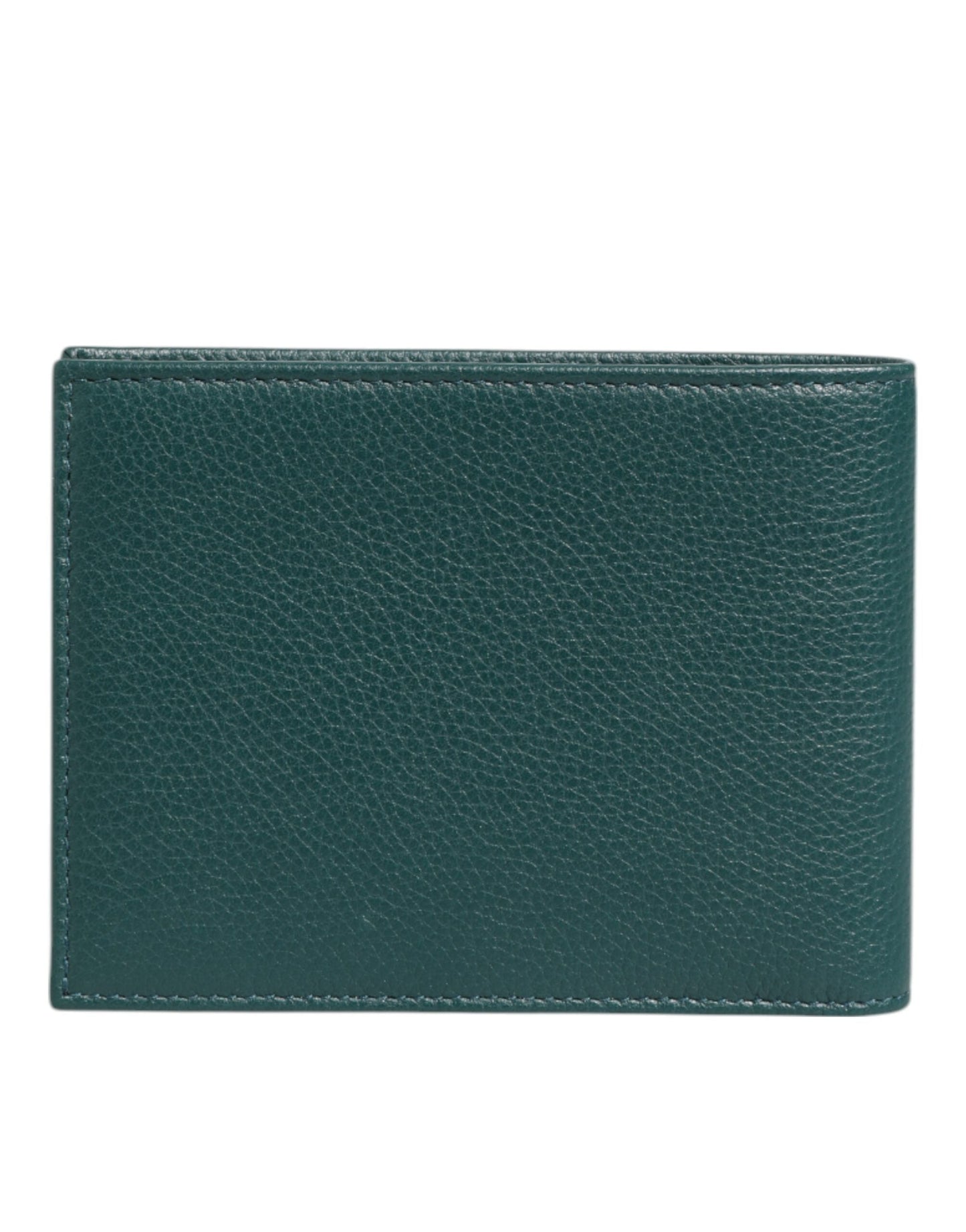 Dolce & Gabbana Green Leather DG Logo Plaque Bifold Card Holder Wallet
