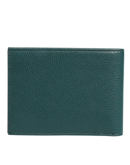 Dolce & Gabbana Green Leather DG Logo Plaque Bifold Men Card Holder Wallet