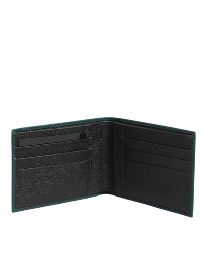 Dolce & Gabbana Green Leather DG Logo Plaque Bifold Men Card Holder Wallet