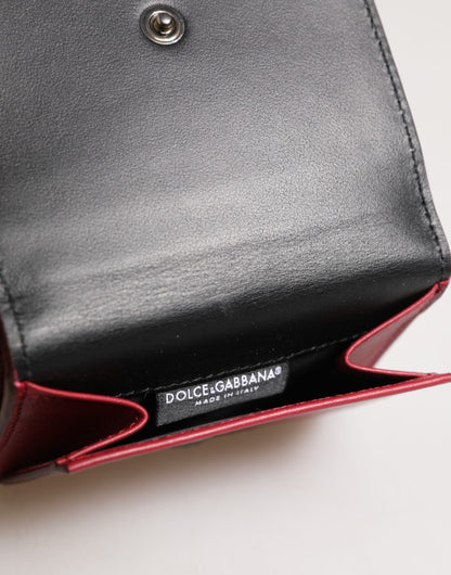 Dolce & Gabbana Red Leather Bold Logo Print Trifold Men Card Holder Wallet