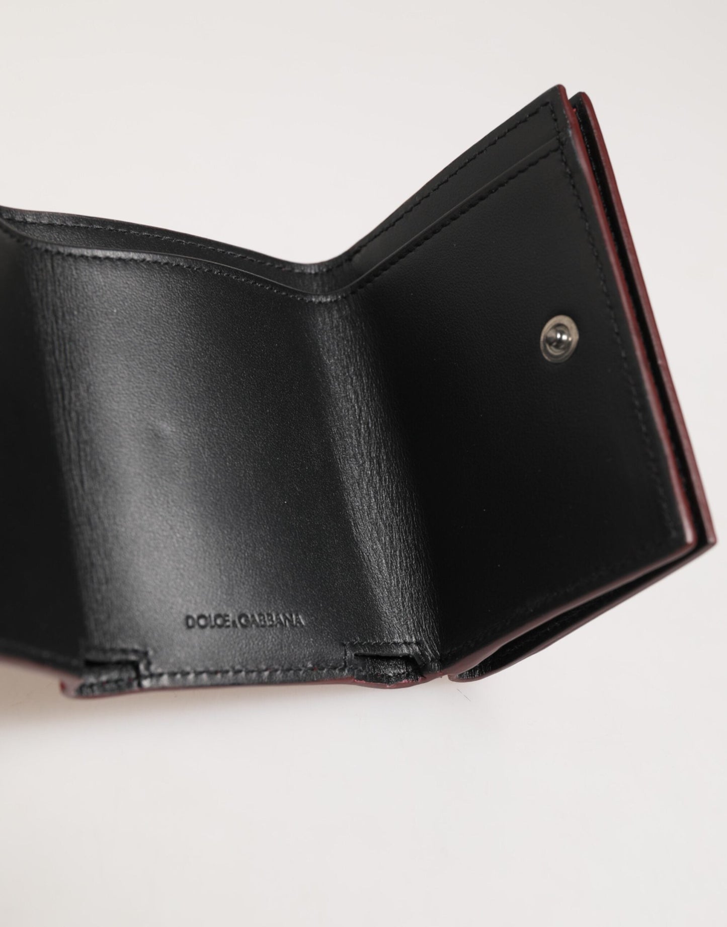 Dolce & Gabbana Red Leather Bold Logo Print Trifold Men Card Holder Wallet