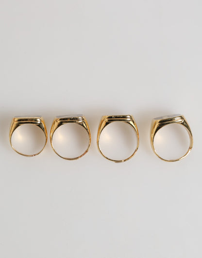 Dolce & Gabbana Gold Tone Brass JAZZ Letter Set 4 Pieces Adjustable Ring