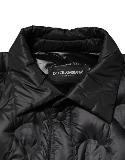 Dolce & Gabbana Black Quilted DG Logo Nylon Puffer Jacket