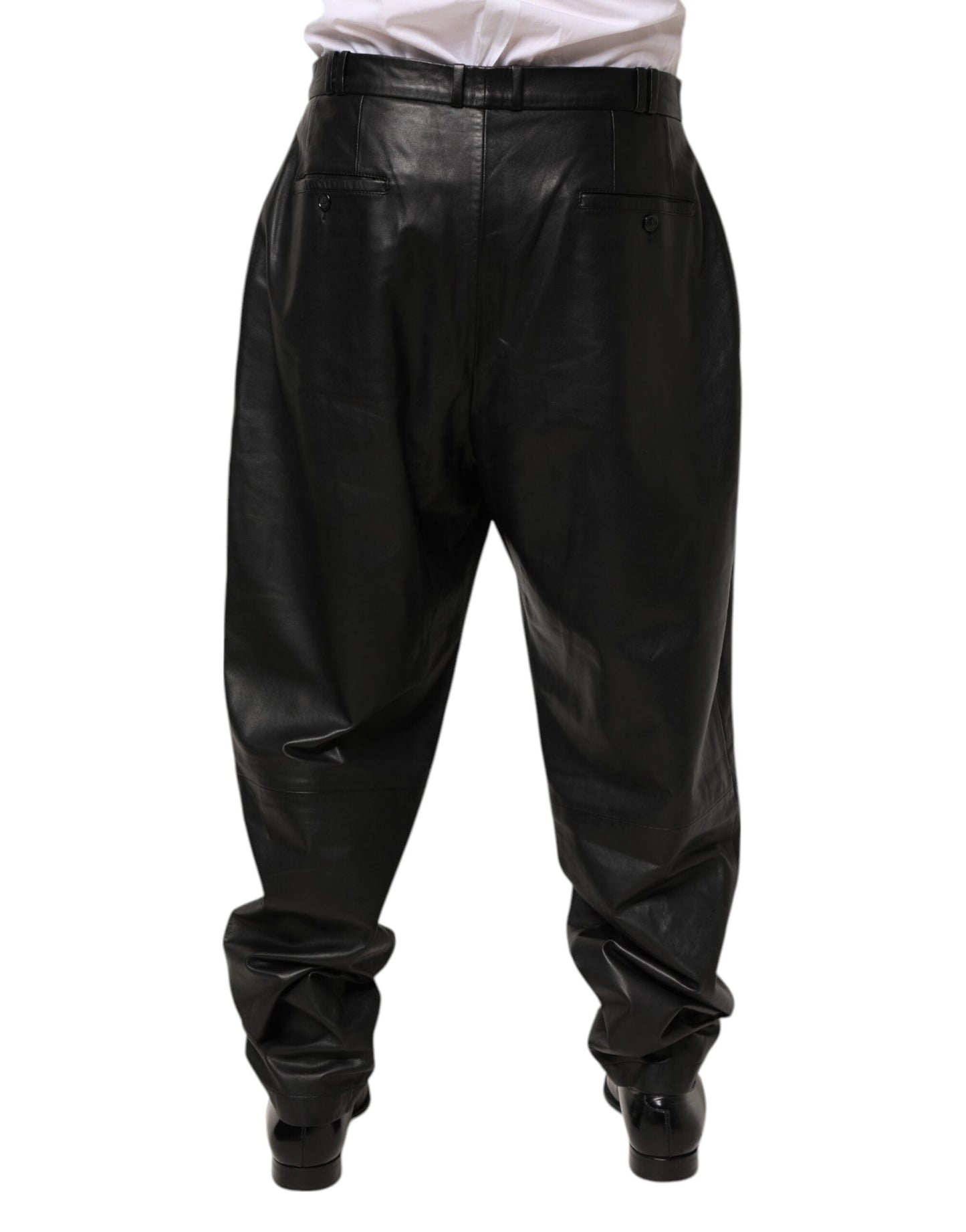 Dolce & Gabbana Black Lamb Leather Trousers Men Pants