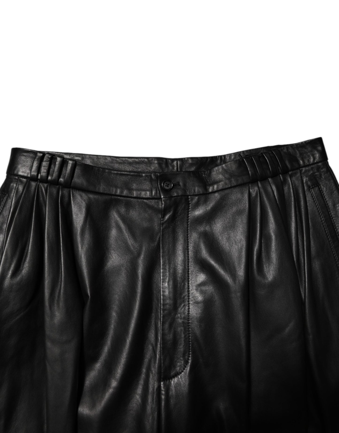Dolce & Gabbana Black Lamb Leather Trousers Men Pants