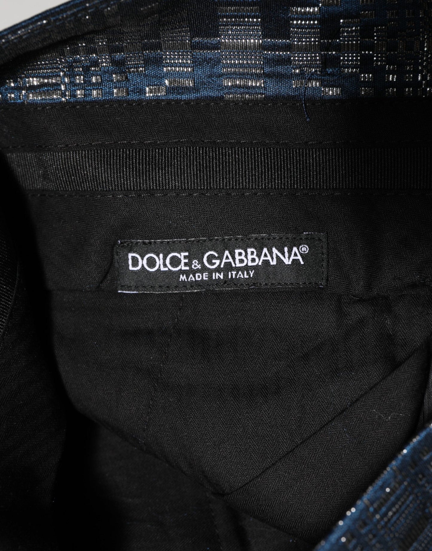 Dolce & Gabbana Blue Silver Shiny Silk Skinny Men Trouser Pants