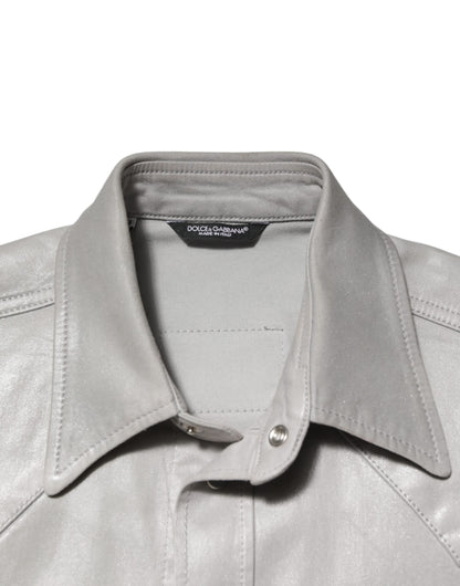 Dolce & Gabbana Metallic Gray Cotton Button Down Men Shirt