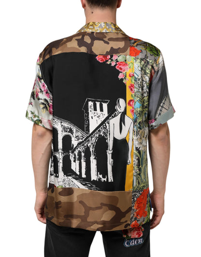 Dolce & Gabbana Multicolor Silk Opera Print Men Casual Shirt