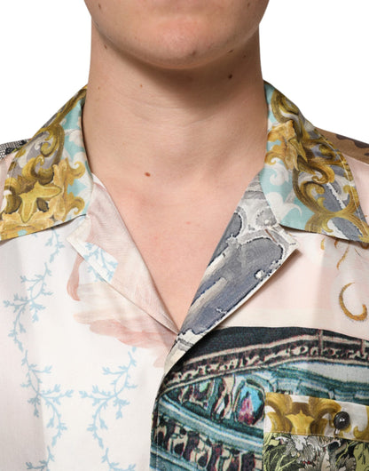 Dolce & Gabbana Multicolor Silk Opera Print Men Casual Shirt