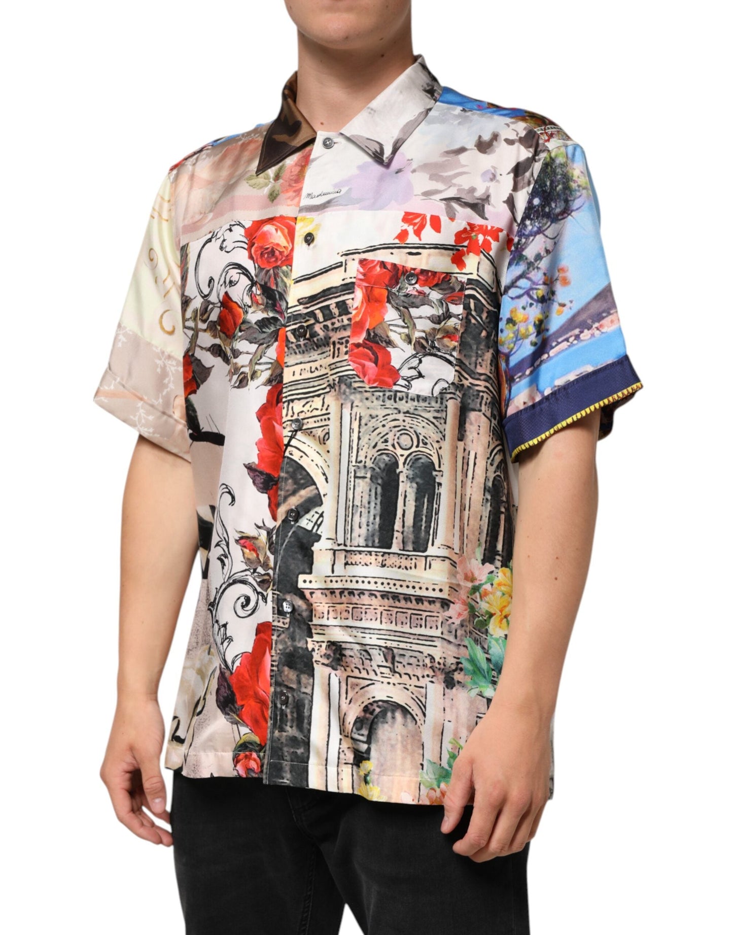 Dolce & Gabbana Multicolor Printed Casual Short Sleeve Shirt