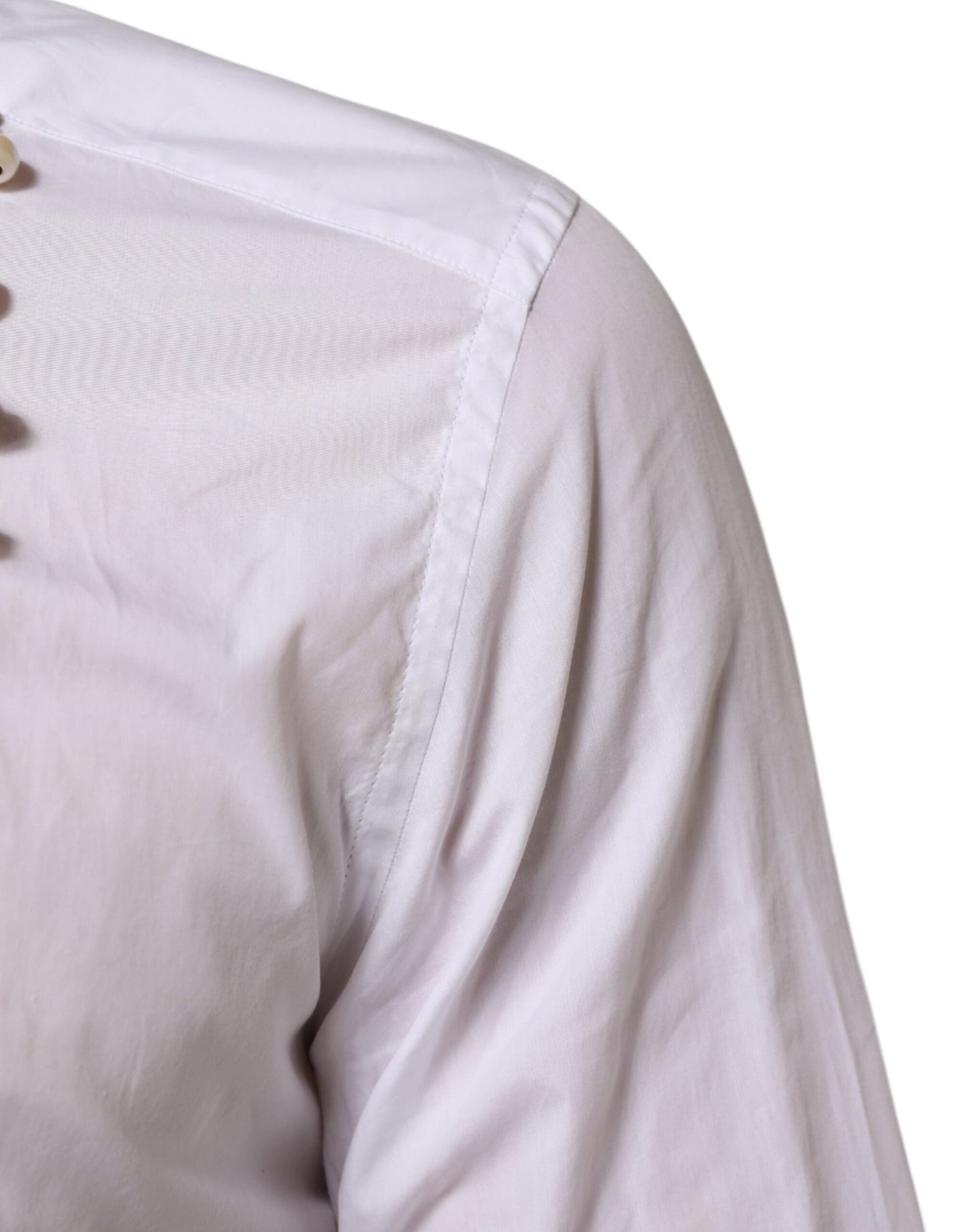 Dolce & Gabbana White Cotton DG Logo Pearl Chain Formal Shirt