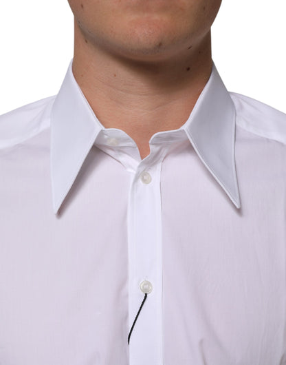 Dolce & Gabbana White Cotton Slim Fit Dress Formal Men Shirt